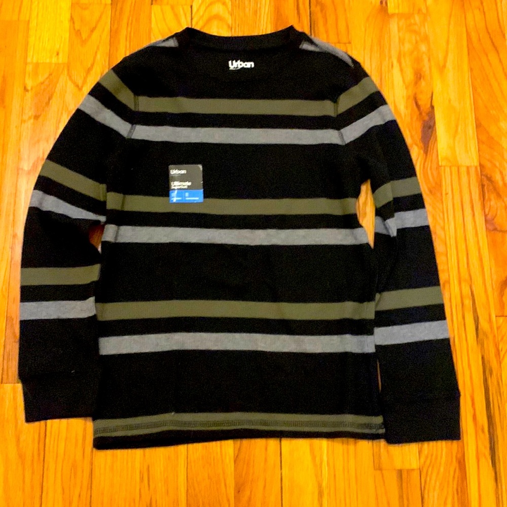 Kids long sleeve thermal black, olive & grey shirt. NWT.